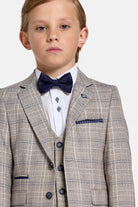 Benetti Boyswear Charles Stone Boys 3 Piece Suit Stone side view