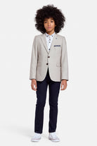 Front view of the Harry boys beige blazer