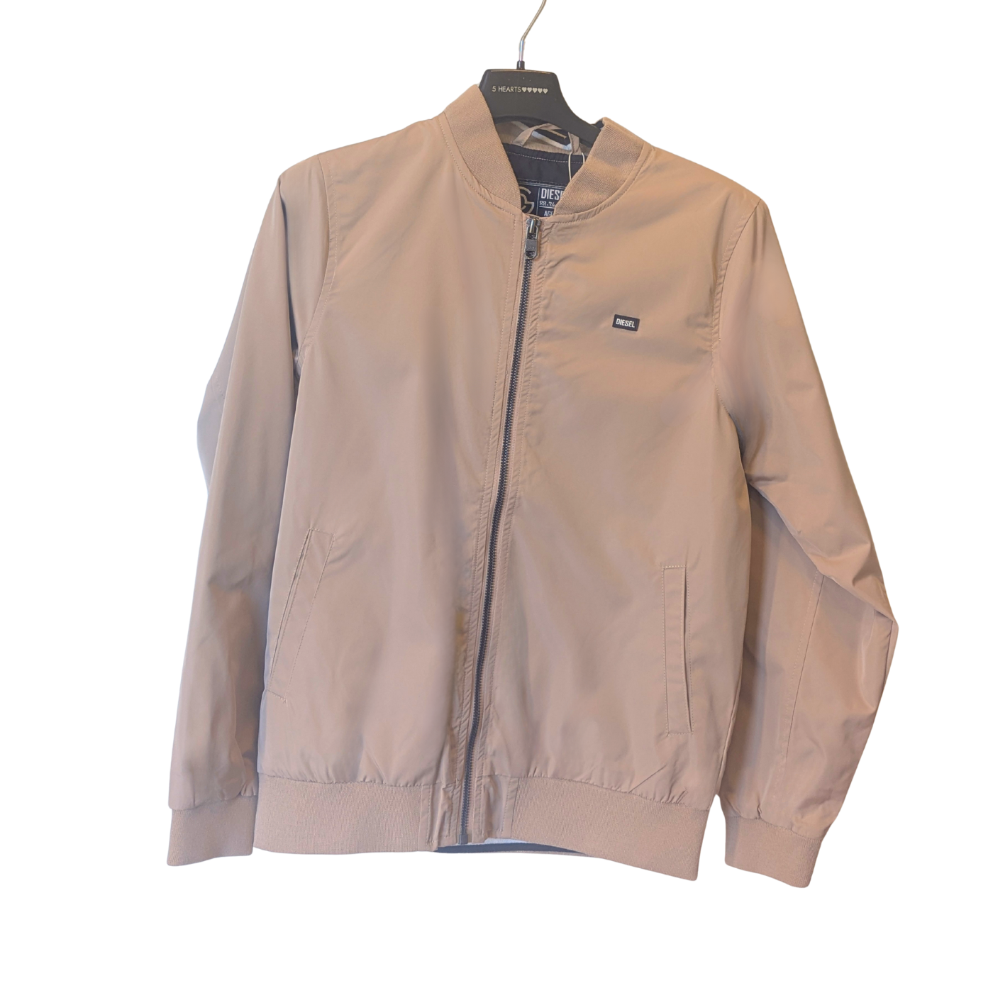 Bishop Sand Boys Jacket, front view on a hanger