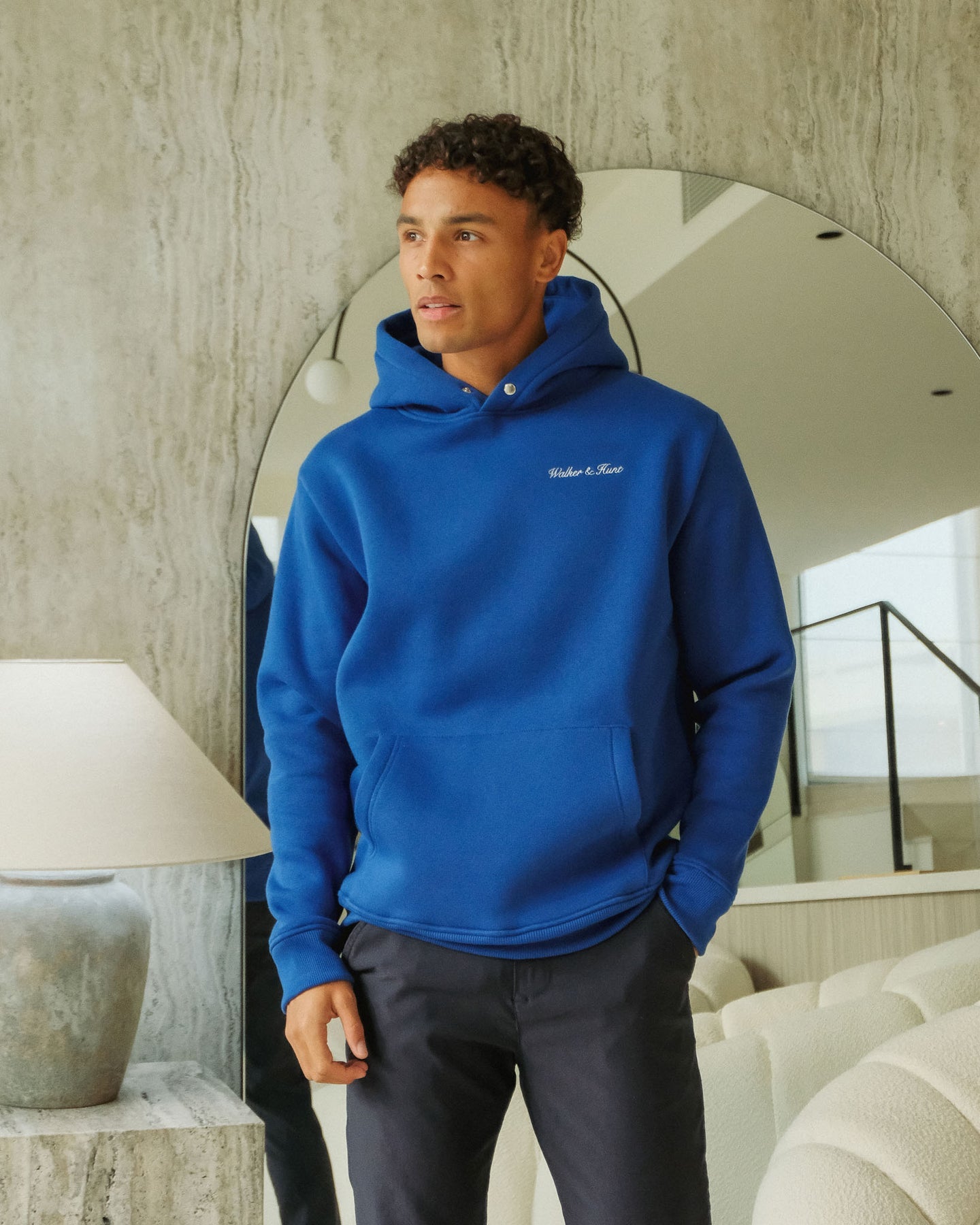 Script Cobalt Blue Hoodie-Model view