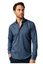 DARIO BELTRAN Botal Navy Pattern Long Sleeve Navy front view