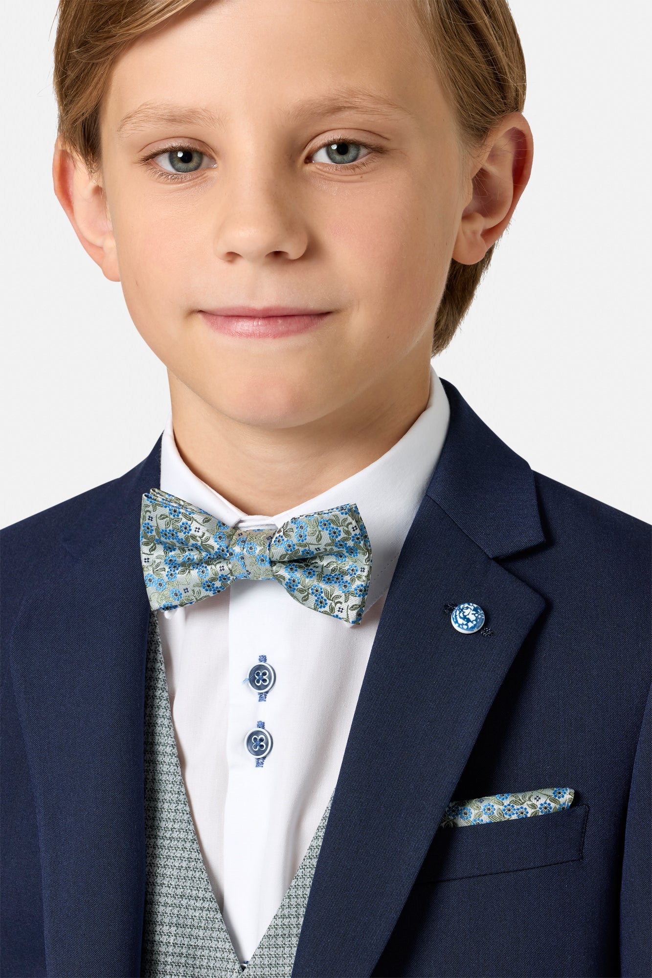 Benetti Boyswear Boys Lucas Sage Waistcoat Sage model front view