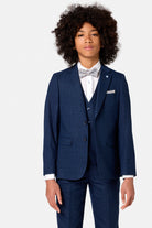 Benetti Boyswear Boys Philip Indigo 3 Piece Suit Indigo flat front view
