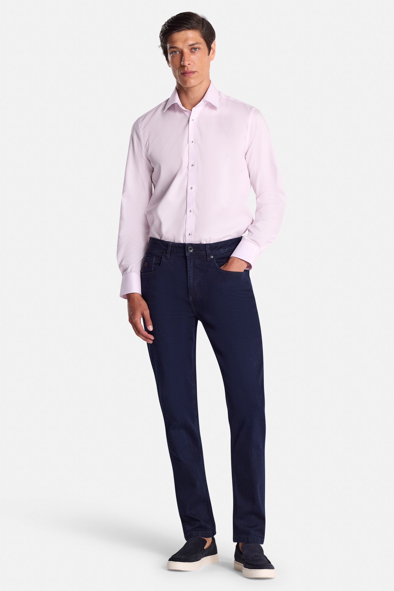 BENETTI Brad Tapered Fit Pink Shirt Pink model front view