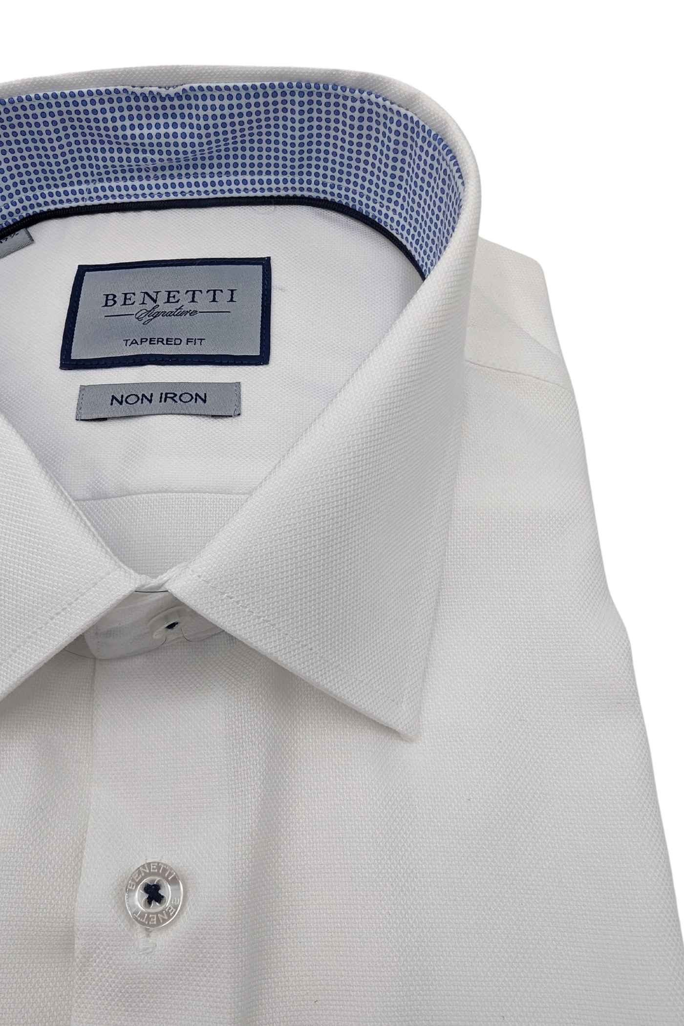 Brad Tapered Fit White Shirt-Collar view