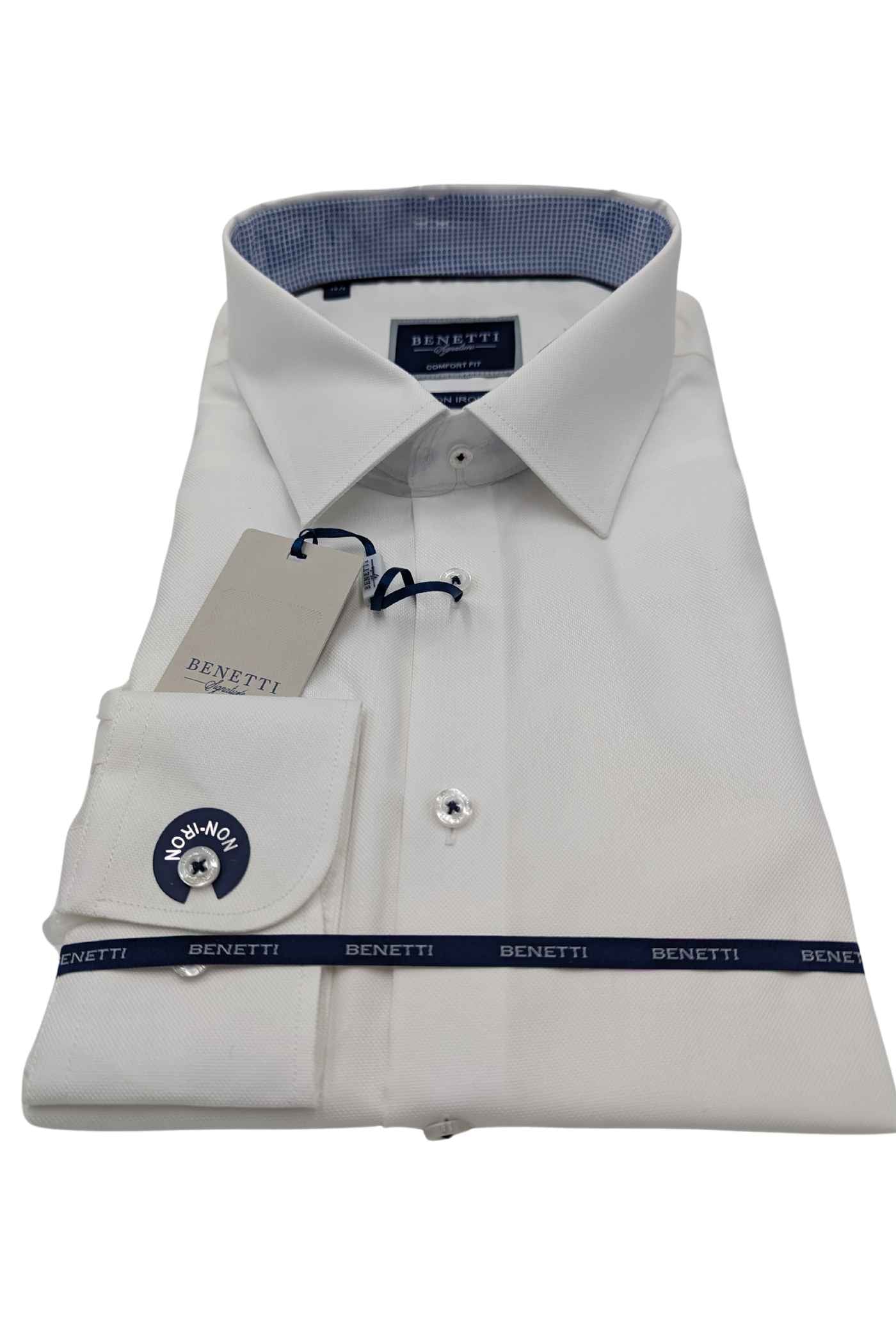 Brad Comfort Fit White Shirt-Collar view