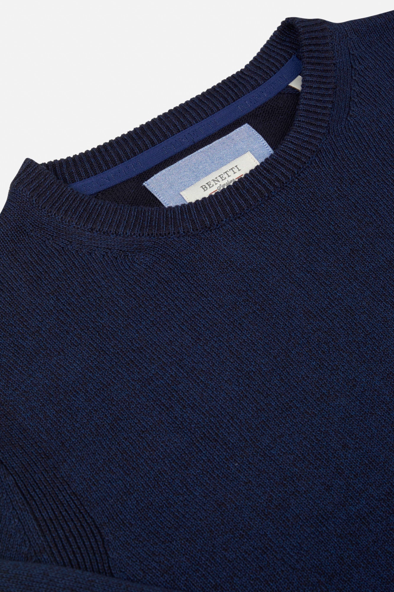 Brosna Crew Neck Indigo Knit -Collar view