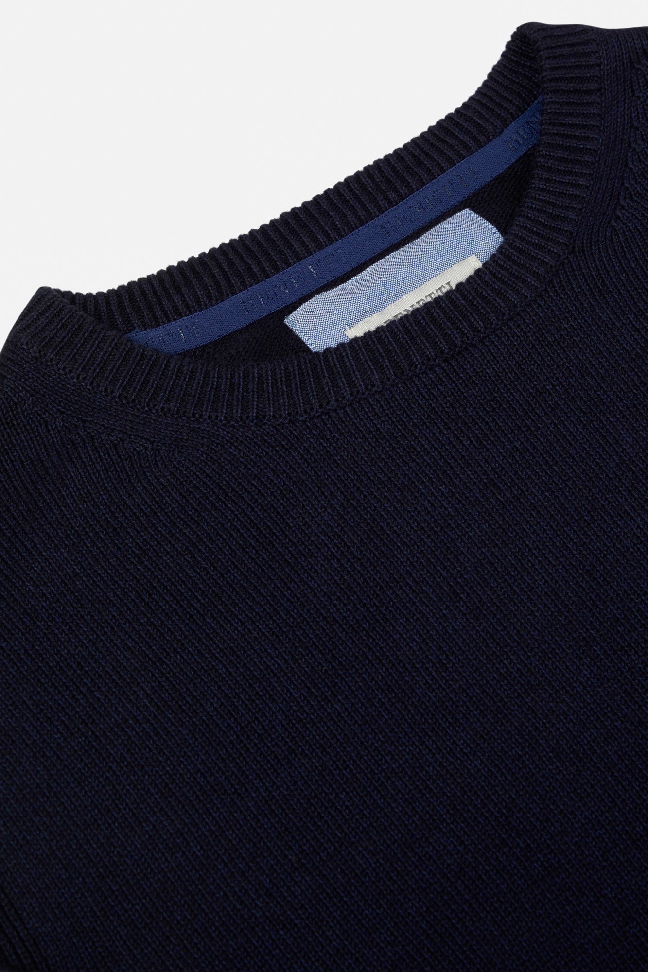 Brosna Crew Neck Navy Knit -Collar view