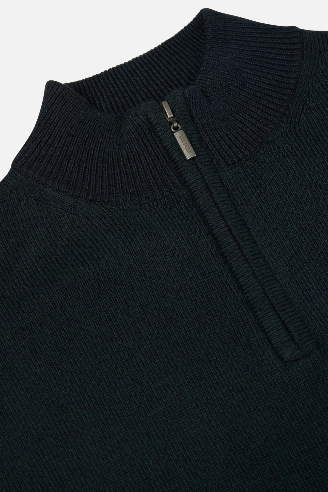 Bronsa 1/4 Zip Olive Knit-Collar view