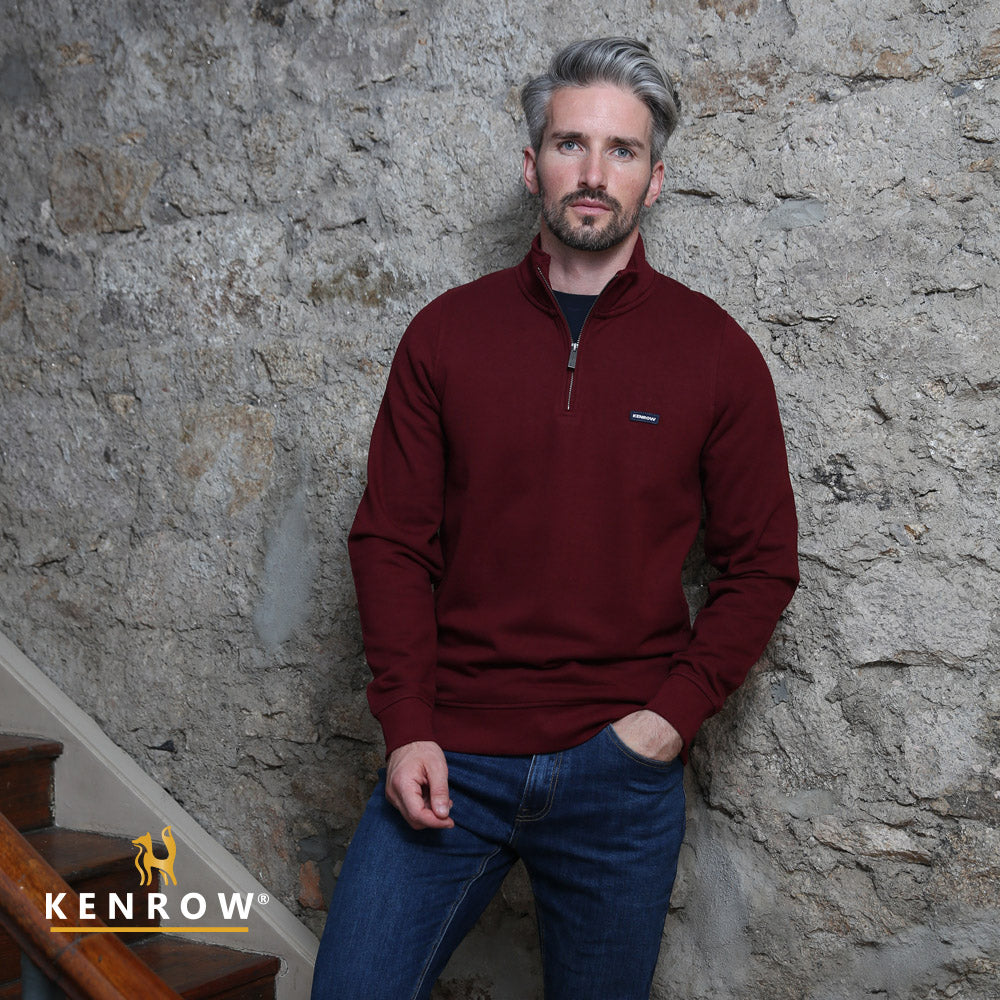 Kenrow Menswear Caleb Ruby Half Zip Ruby front view