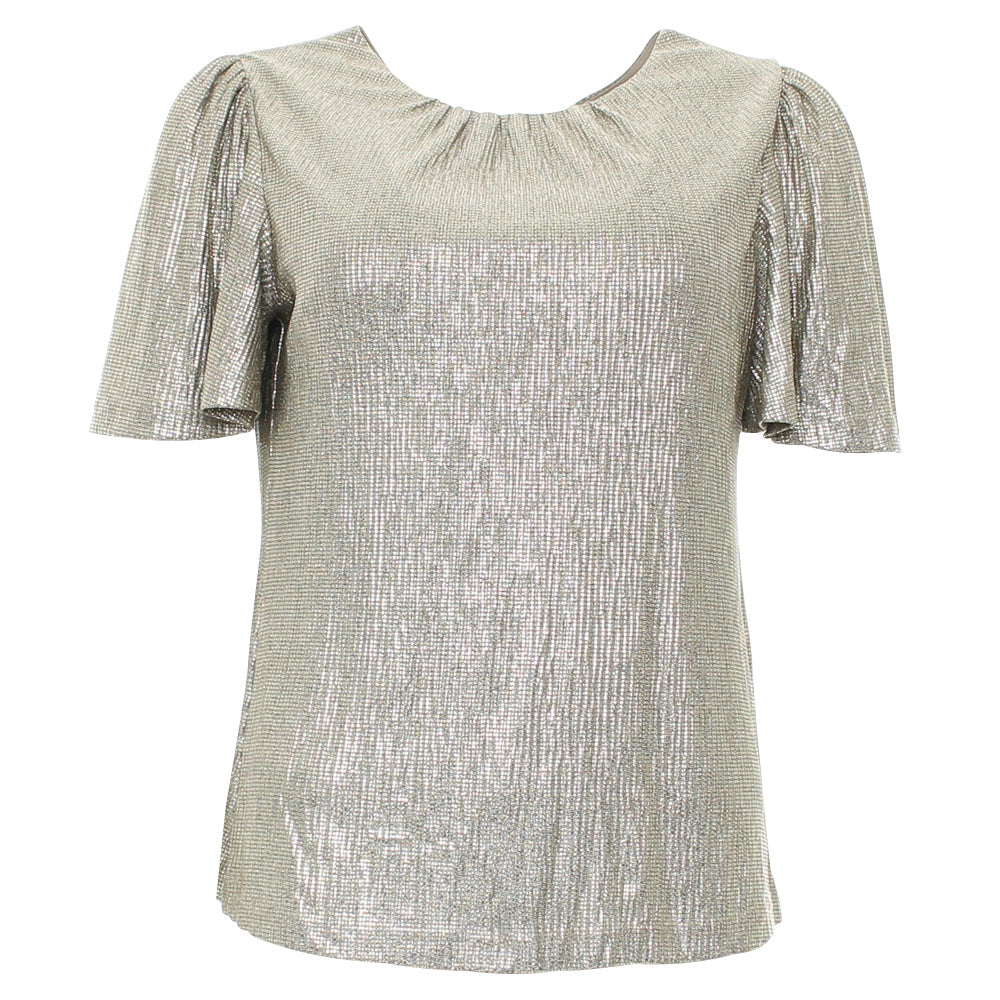 Ladies Cari Gold Top-Ghost Front View