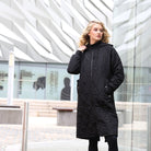 RANT & RAVE LADIES Relax & Renew Casey Longline Black Coat BLACK front view