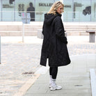 RANT & RAVE LADIES Relax & Renew Casey Longline Black Coat BLACK model front view