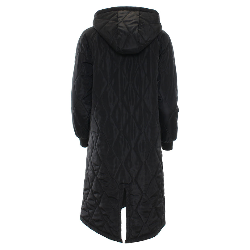 Ladies Relax & Renew Casey Longline Black Coat-Back View