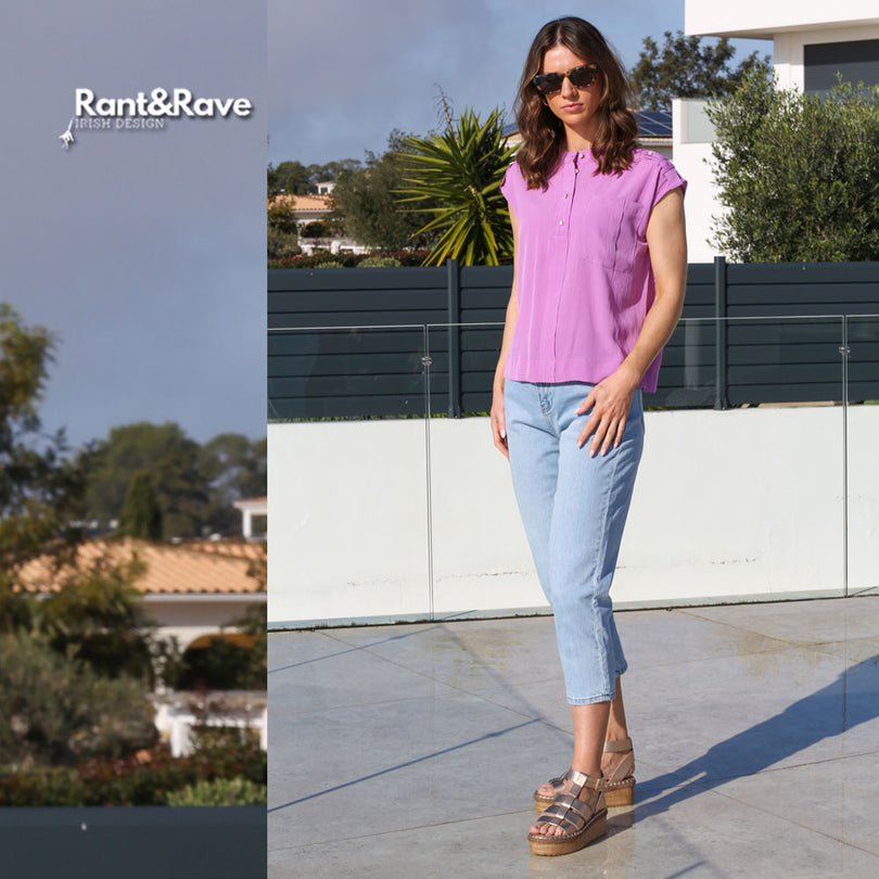 RANT & RAVE LADIES Cassidy Mom Ice Blue Jeans ICE BLUE side view