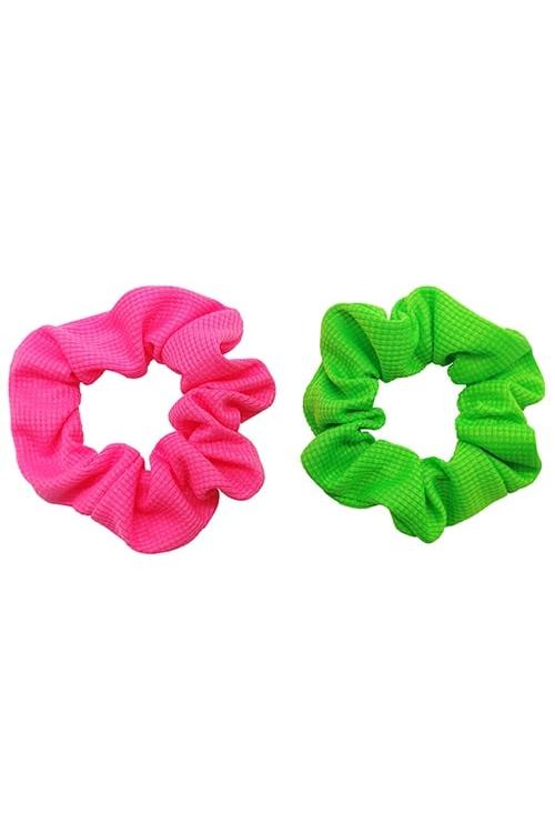 Girl's Pink/Green 2 Pack Scrunchie-Front View