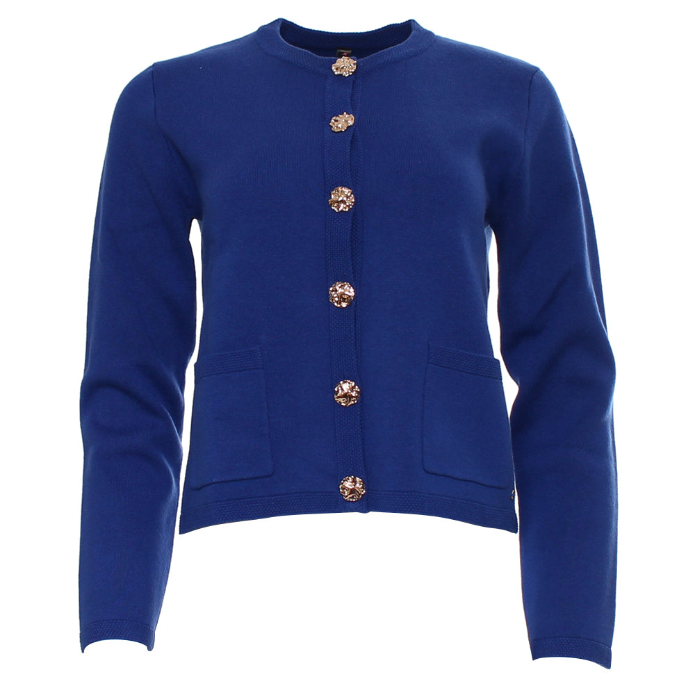 Ladies Chantelle Blue Cardigan-Ghost Front View