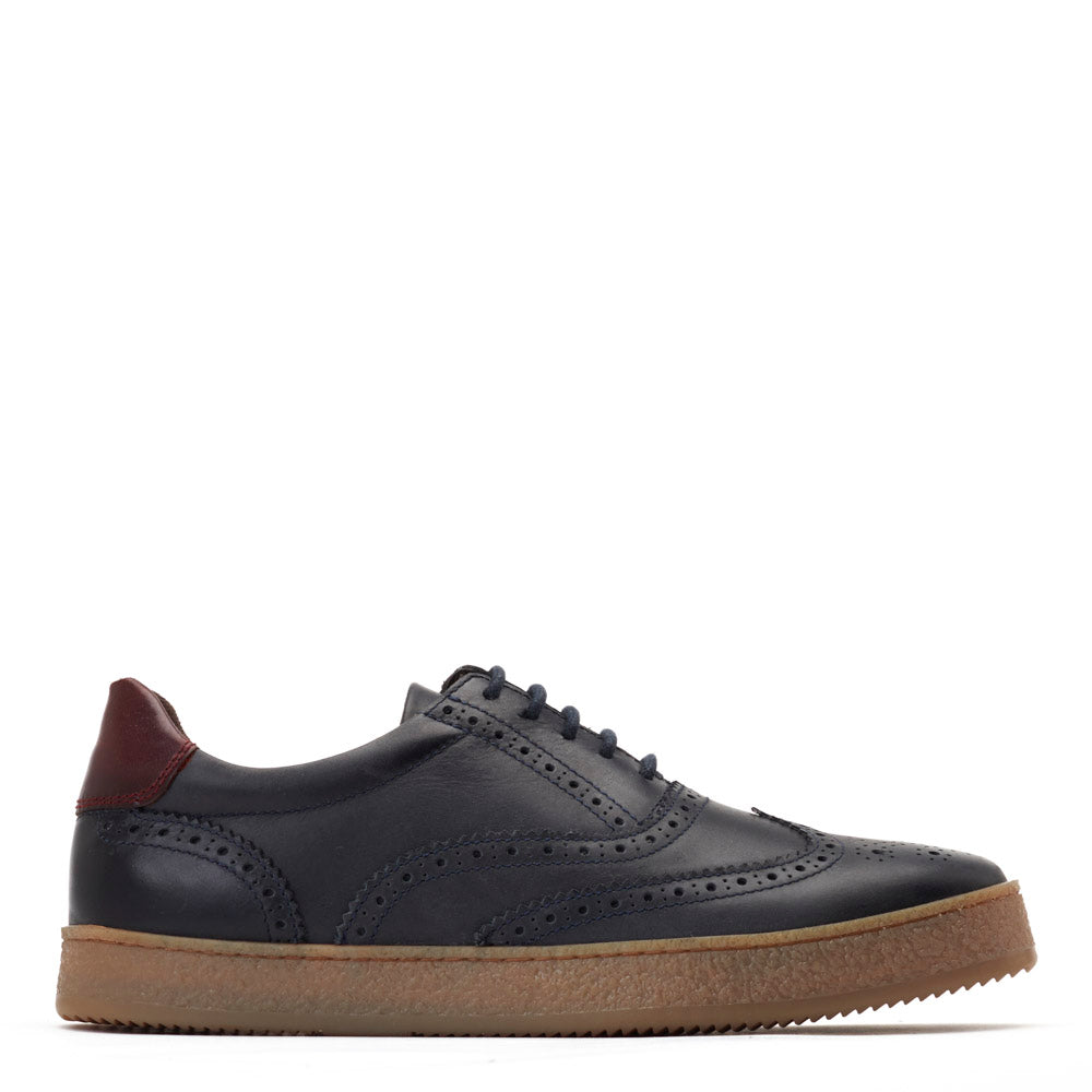 BASE LONDON Christo Navy Pull-Up Sneakers Navy model front view