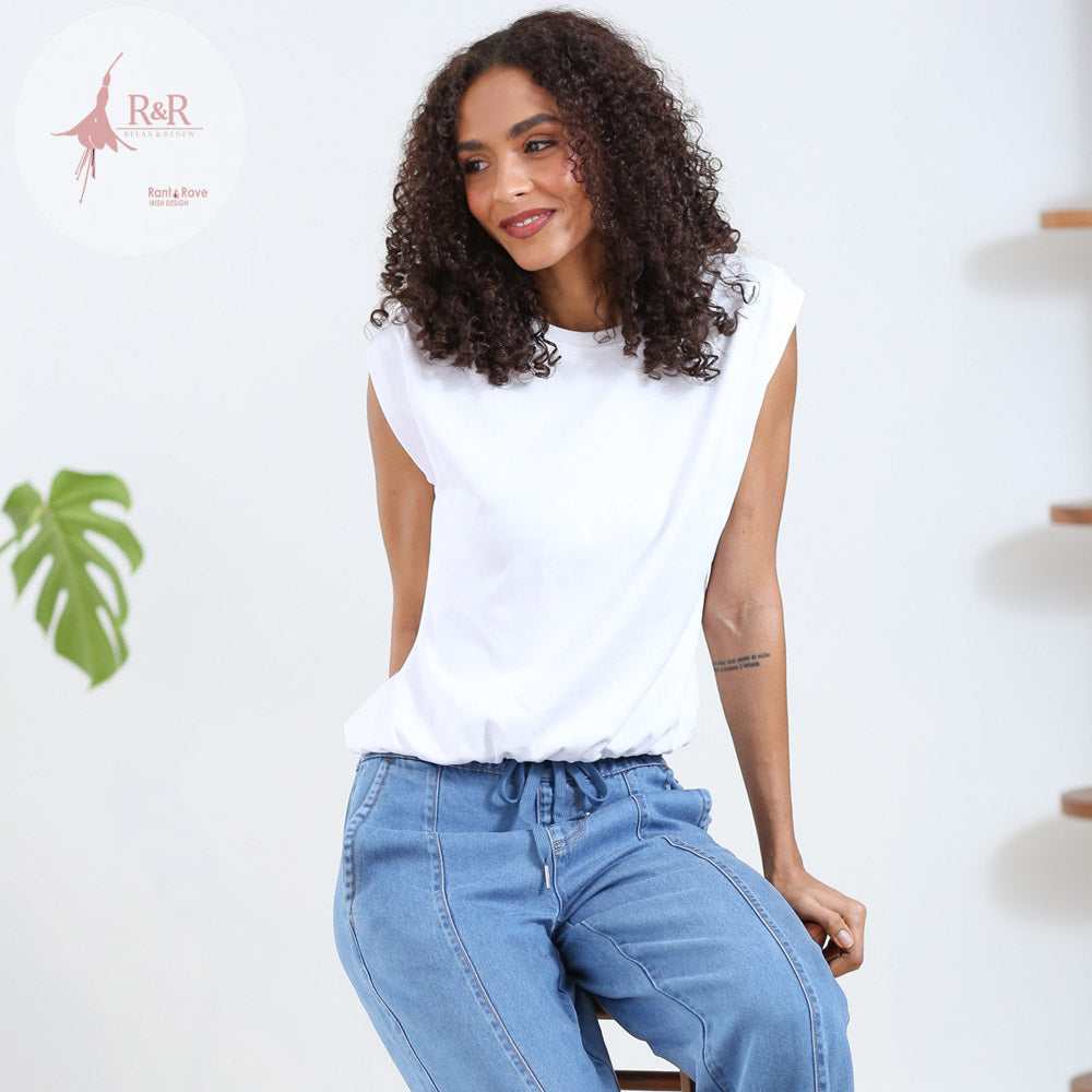 Ladies Relax & Renew Claudia White Top-Model Front View