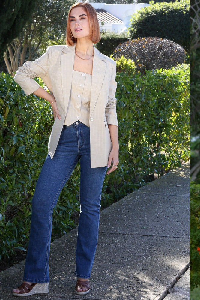 Rant & Rave Clodagh Bootcut Jean Mid Blue, side view on model