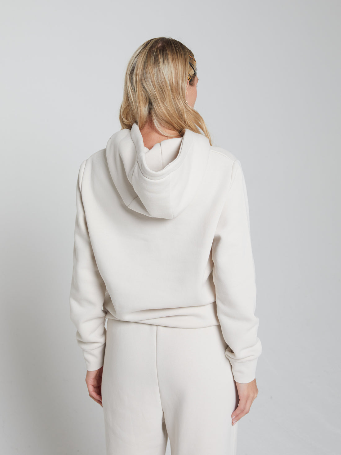 Ladies Crew Stone White Hood-Back View