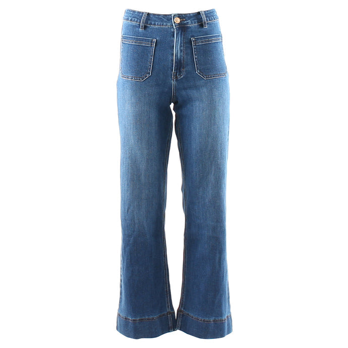 Ladies Cristal Wide Leg Jean-Ghost Front View