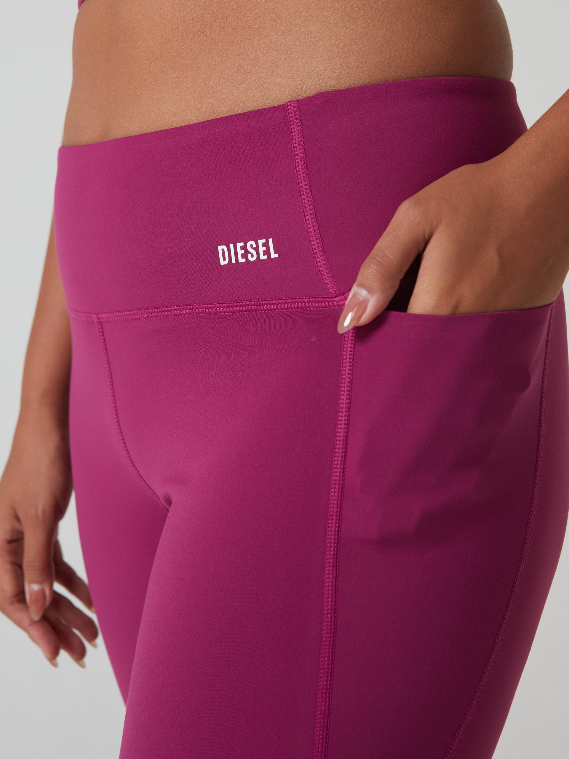 Ladies Cyrus High Rise Raspberry Rose Pant-Pocket View