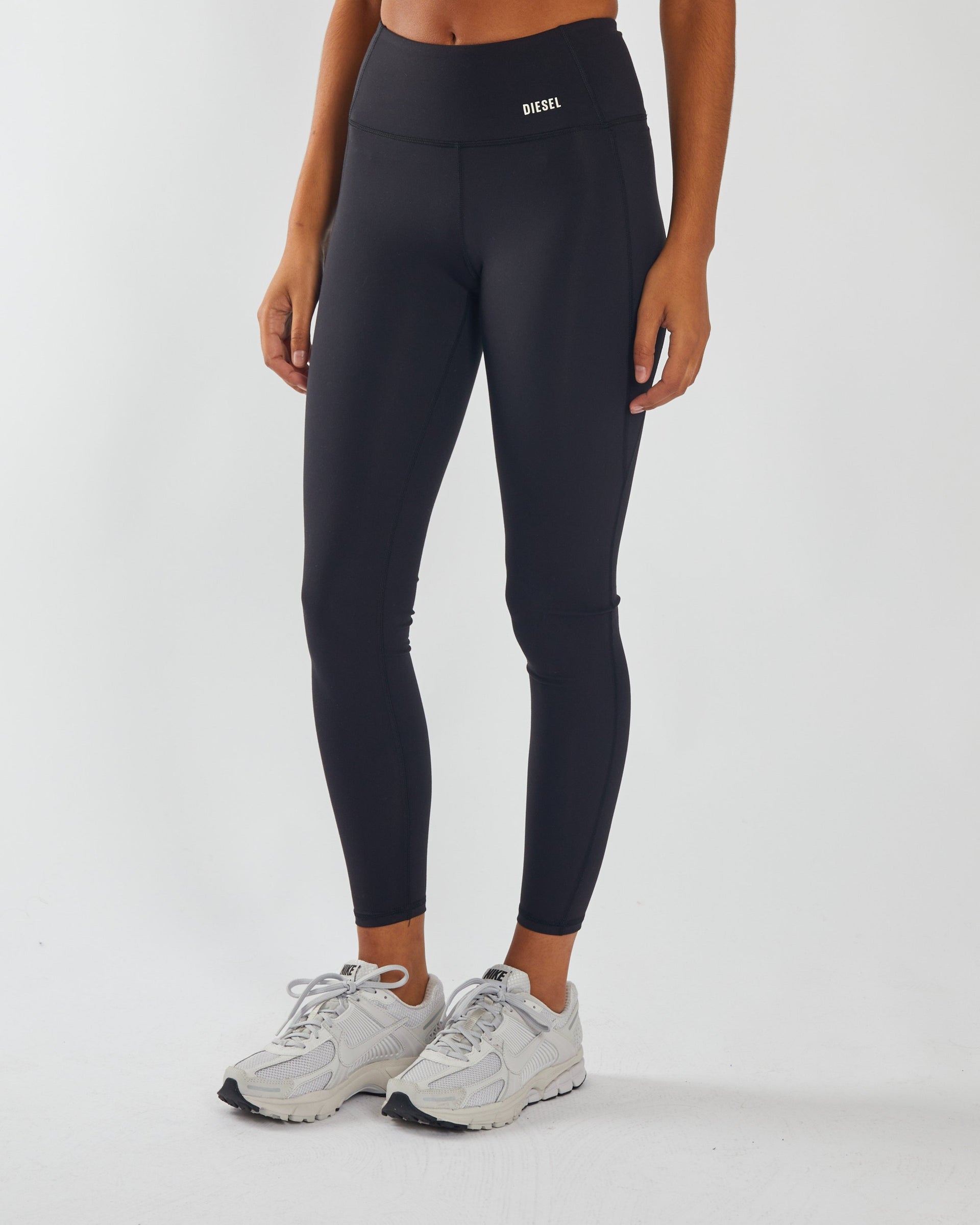 Ladies Cyrus High Rise Black Pant-Model Front View