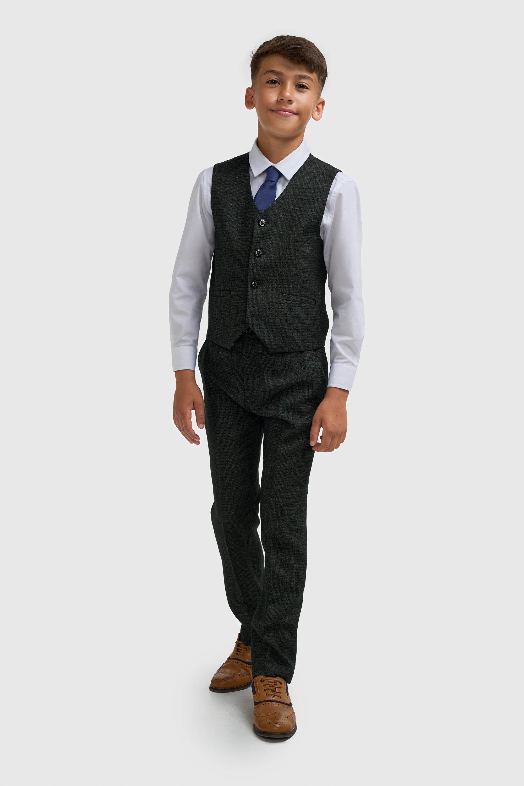 Cavani Boyswear Caridi Olive Boys 3 Piece Suit OLIVE back view