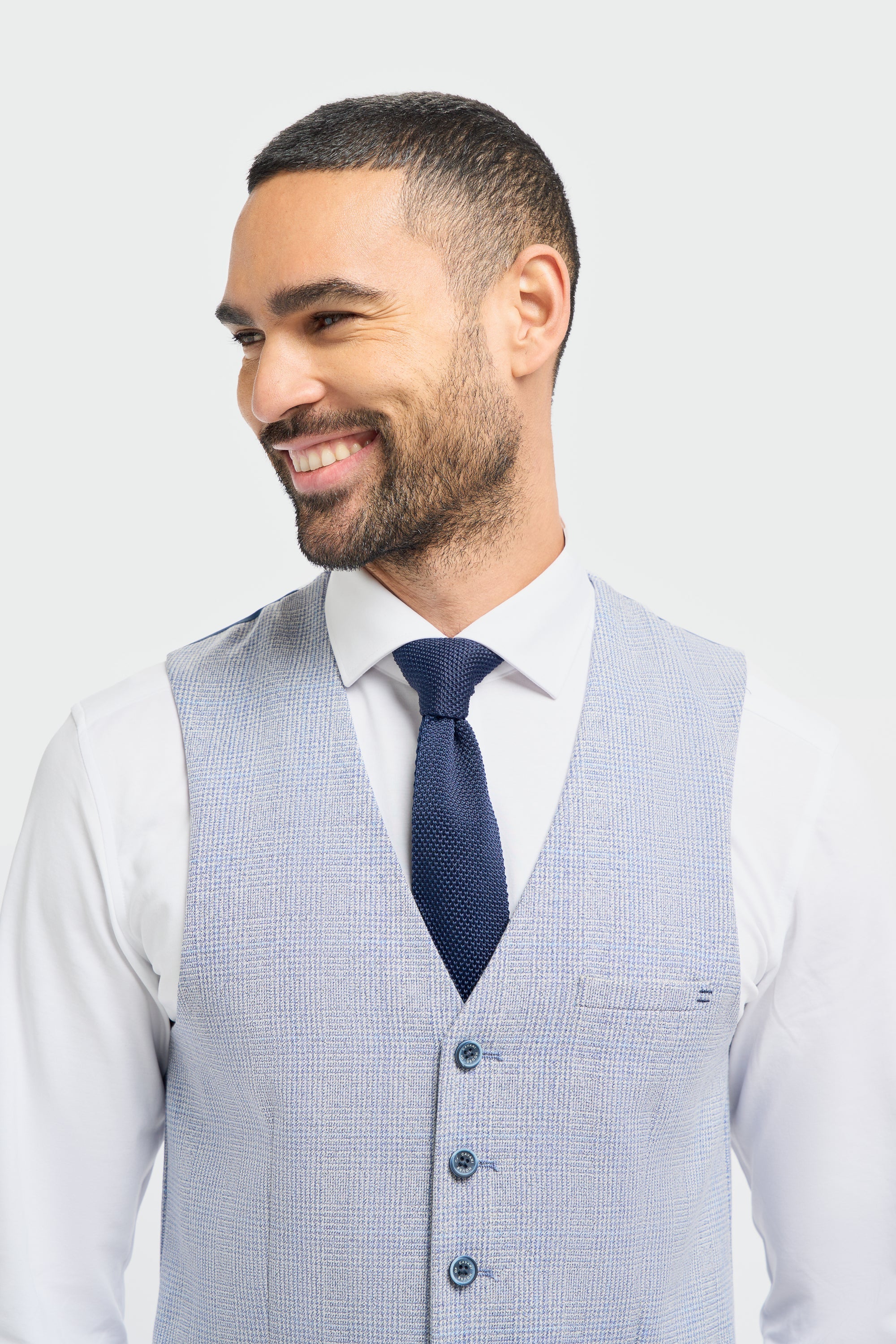 Men's Caridi Sky Waistcoat-Nack & Button View