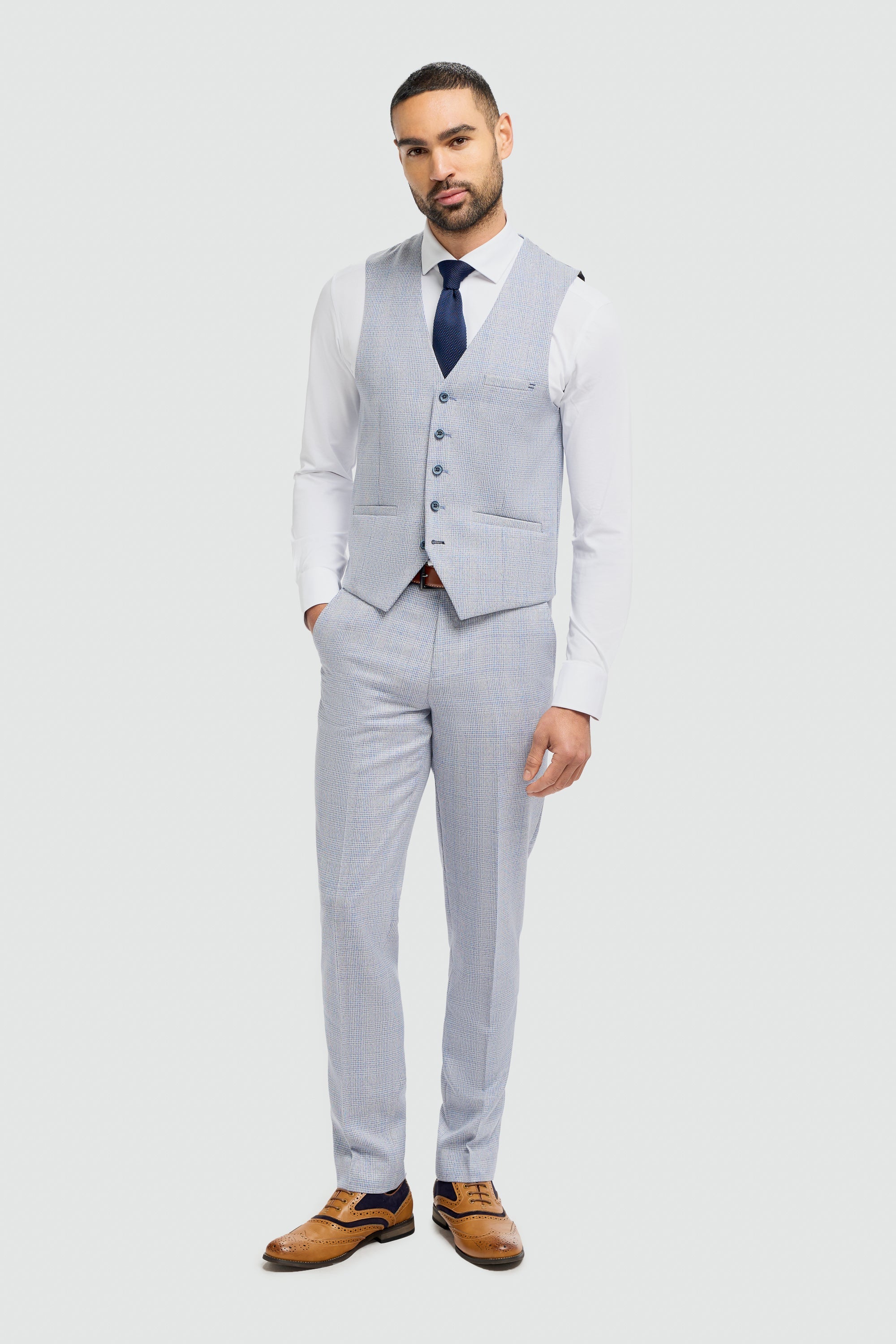 Men's Caridi Sky Waistcoat-Model Full Front View