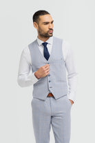 Men's Caridi Sky Waistcoat-Closer View of the Front