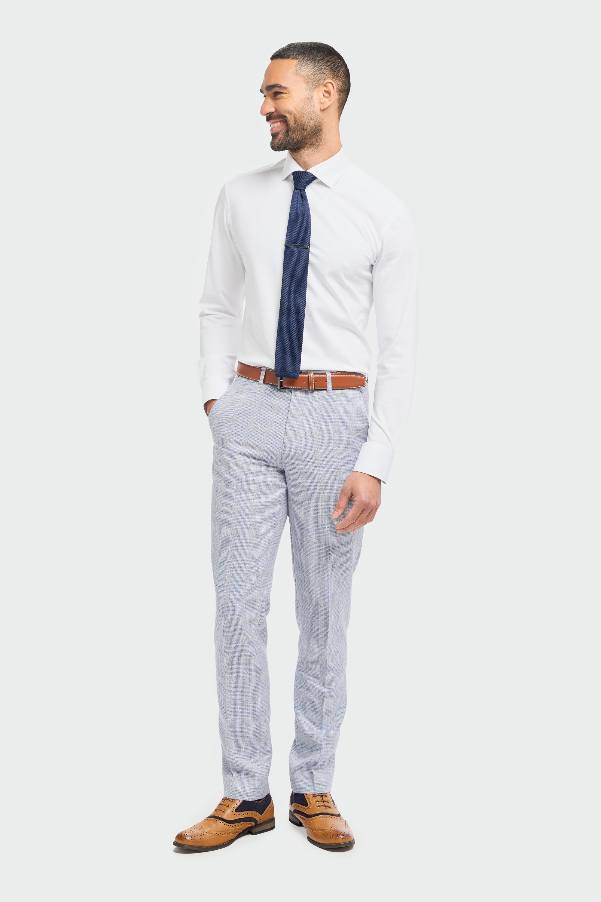 House of Cavani Caridi Trousers - Sky Sky model front view