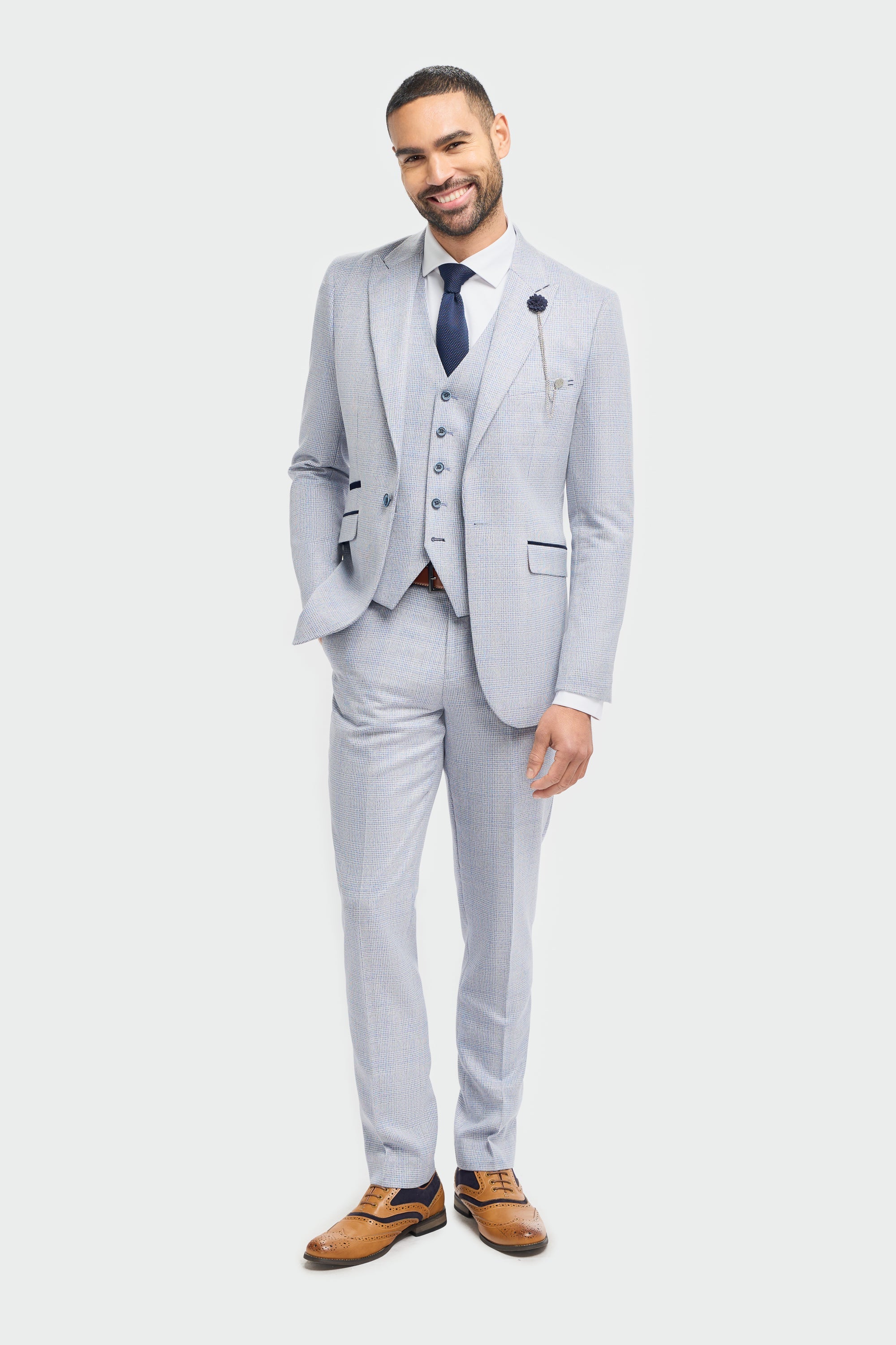 House of Cavani Caridi Blazer - Sky Sky model front view