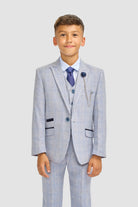 Cavani Boyswear Caridi Sky Boys 3 Piece Suit Sky model front view