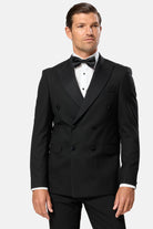 BENETTI Carnaby Double Breasted Lester Fit Tuxedo Black Jacket BLACK back view