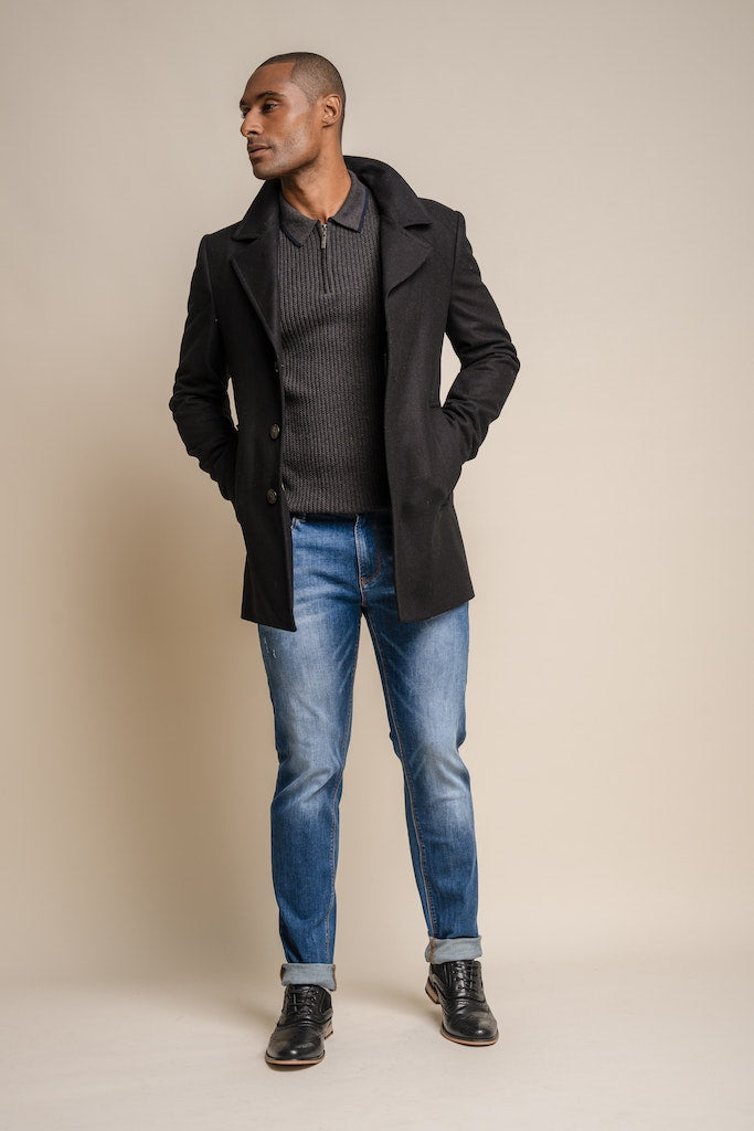 Nelson Black Coat-Full model view