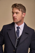 House of Cavani Marcus Navy Wool Coat Navy detail view