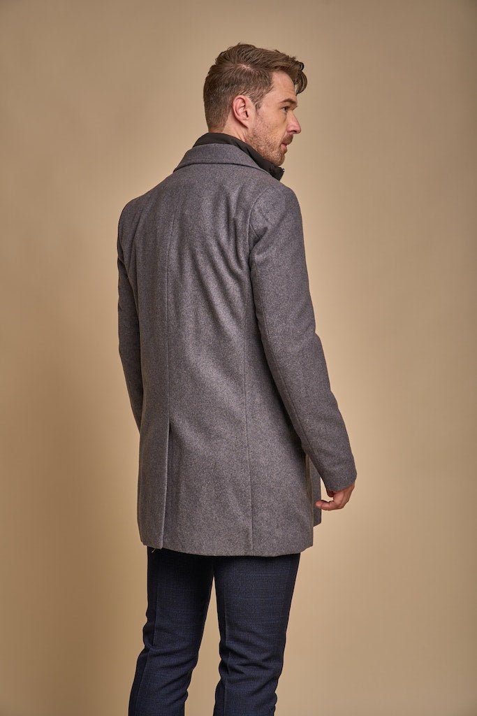 Men's Sanford Slate Grey Wool Coat-Back View