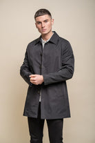 House of Cavani Barracuda Black Coat Black front view
