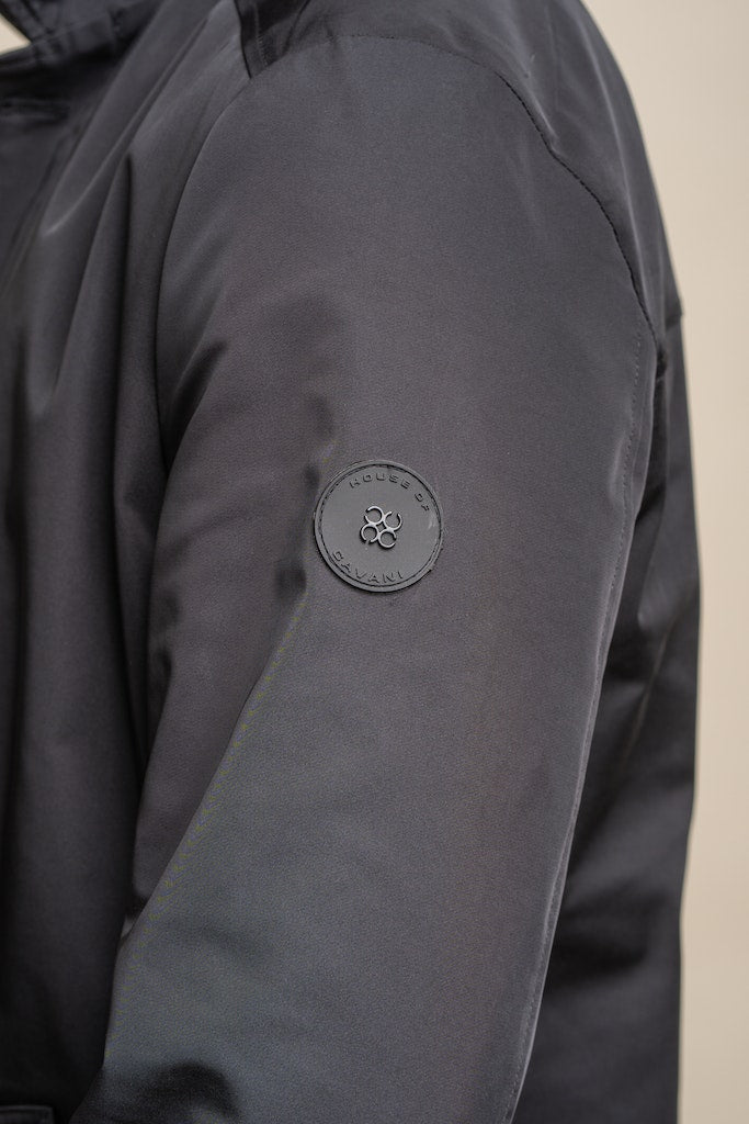 Men's Barracuda Black Coat-Logo View