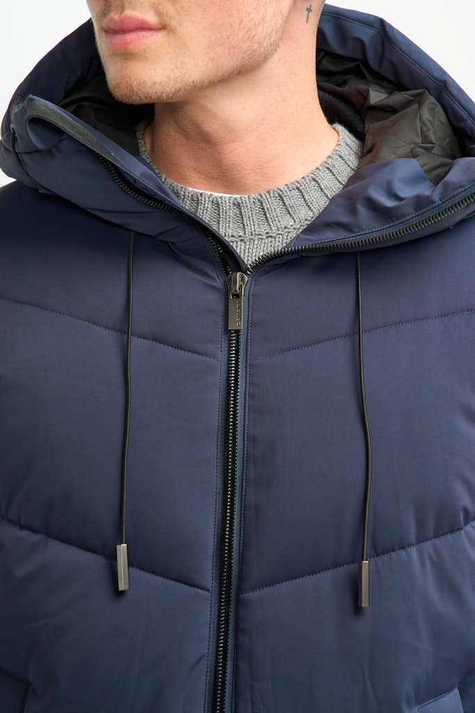 Men's Fabini Navy Coat-Close Up View