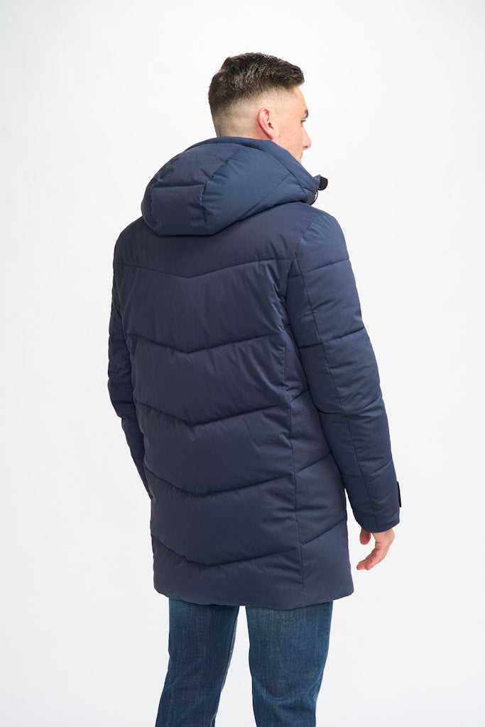 House of Cavani Fabini Navy Coat Navy model front view