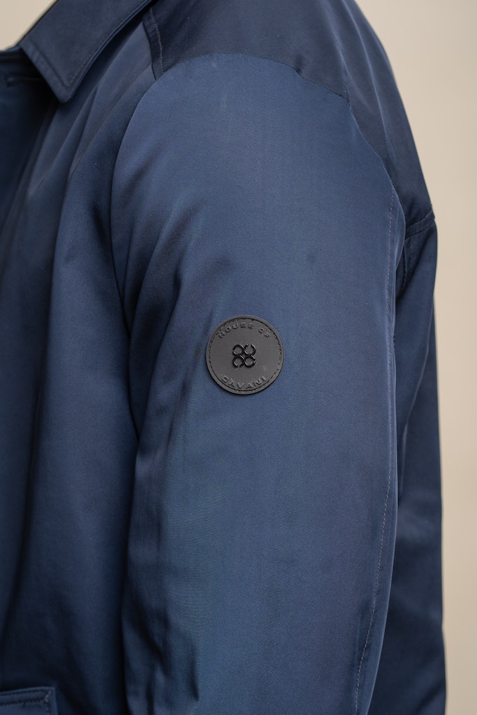 Men's Barracuda Navy Coat-Logo View