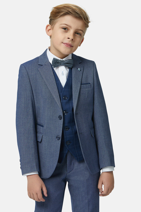 Boy's Cedro Ice 3 Piece Suit-Closer View of Jacket & Waistcoat