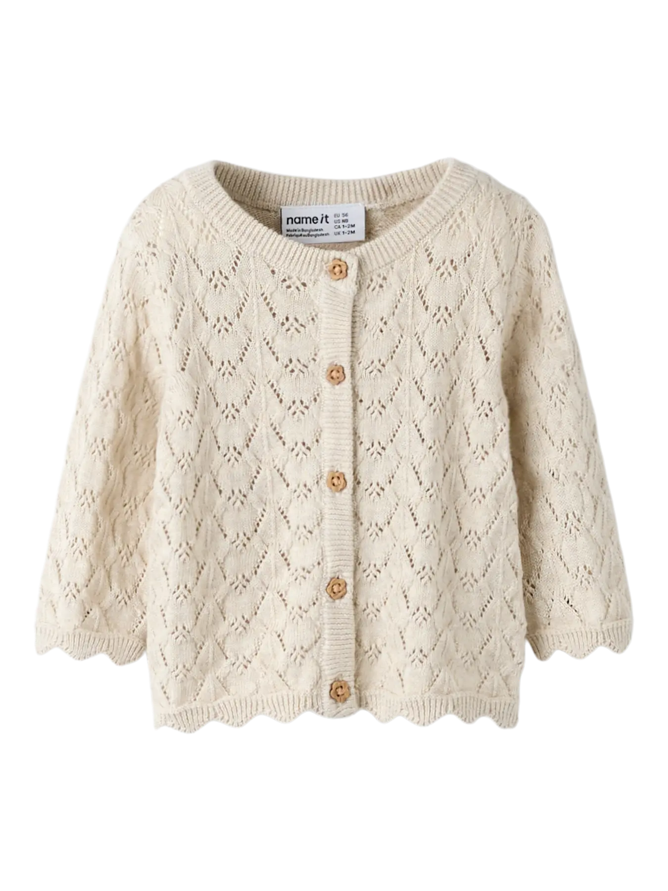 NAME IT Harriet Long Sleeve Knit Cardigan peyote melange model front view