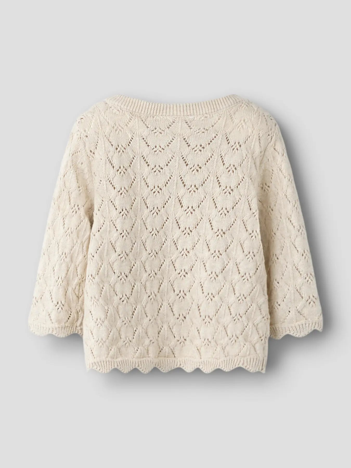 Beige knitted cardigan, back view