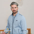 Kenrow Menswear Darragh Denim Zip Through Sweat Denim model front view