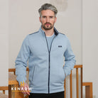 Kenrow Menswear Darragh Denim Zip Through Sweat Denim front view