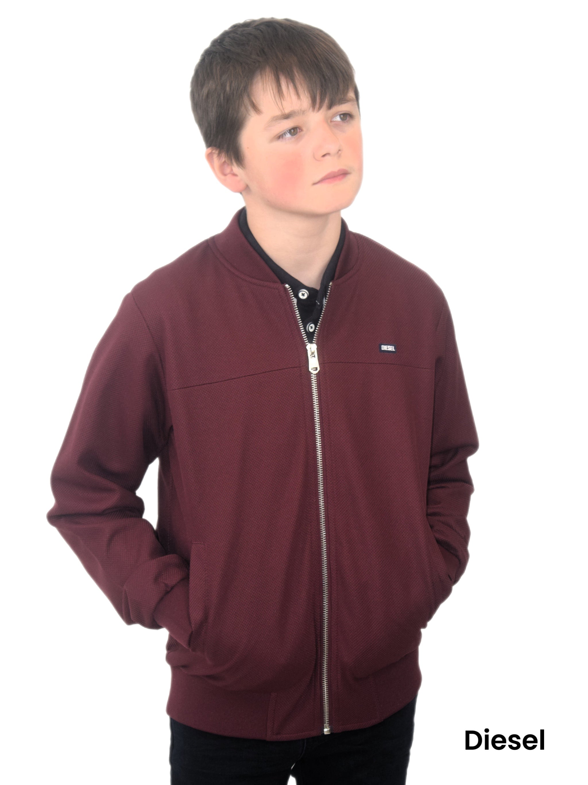 Dunmore Burgundy Boys Jacket-Front view